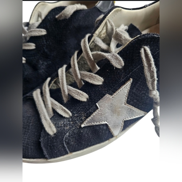 AUTHENTIC Golden Goose Black and Silver Women's Star Sneakers Size 10 EUC - Picture 6 of 16
